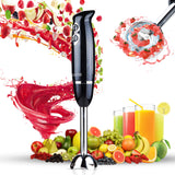 5 Core Handheld Blender, Electric Hand Blender 8-Speed 500W, Immersion Hand Held Blender Stick with Food Grade Stainless Steel Blades for Perfect Smoothies, Puree Baby Food & Soup - HB 1510 BLK/RED