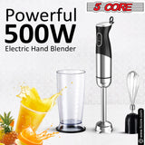 5 Core Handheld Blender 3 IN 1, Electric Hand Held Blenders 500W| Immersion 800ml Beaker & Whisk| 9 Speed Heavy Duty Stick, Stainless Steel Blades for Smoothies Puree Baby Food and Soups- HB1516 New