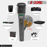 5 Core Microphone Premium Handheld Wired Unidirectional Vocal Dynamic Cardioid Mic with Detachable 10ft XLR Cable, Clip, Mesh Grille & ON/Off Switch Suited for Speakers, Mixers, Karaoke Singing- 308P