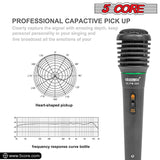 5 Core Microphone Premium Handheld Wired Unidirectional Vocal Dynamic Cardioid Mic with Detachable 10ft XLR Cable, Clip, Mesh Grille & ON/Off Switch Suited for Speakers, Mixers, Karaoke Singing- 308P