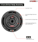 5 Core 10 Inch Subwoofer 85W RMS Full Range Pro Audio Speaker 4 Ohm Car Subwoofers,