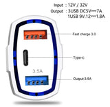 3 Port Fast Charge 3.0 Car Charger