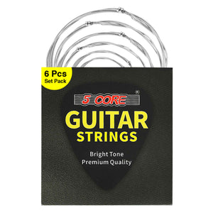 5 Core Guitar strings Steel Acoustic 6 Strings for guitar & bass accessories Light Gauge 0.010-0.048 Plain Steel with Shield Package Corrosion Free Superior Performance GS AC