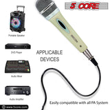 5 Core Microphone Wired Dynamic Vocal Handheld Mic Cardioid Unidirectional Microfono w On and Off Karaoke Switch Includes XLR Audio Cable for Singing, Public Speaking, & Parties PM 286 WH