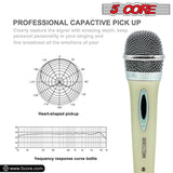 5 Core Microphone Wired Dynamic Vocal Handheld Mic Cardioid Unidirectional Microfono w On and Off Karaoke Switch Includes XLR Audio Cable for Singing, Public Speaking, & Parties PM 286 WH