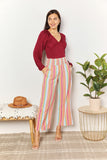 Double Take Striped Smocked Waist Pants with Pockets