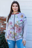 Blumin Apparel Full Size Floral Zip Up Hoodie