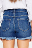 Kancan High Rise Frayed Hem Denim Shorts,