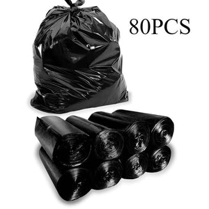 Plastics 35-40 Gallon Trash Bags (1.6 MIL - 80PCS) 35" x 39" - Large Heavy Duty Can Liners - Plastic Black Garbage Bags for Lawn, Leaf, Contractor, Yard (10 pieces per roll, a total of 8 rolls)