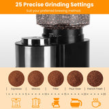 Conical Burr Coffee Grinder Electric Coffee Bean Grinder with 25 Grind Settings 12 Cups Selection for Drip/Percolator/French Press/Espresso/Cold Brew/Pour Over