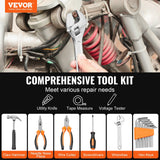 VEVOR Tool Kit, 132 Piece General Household Hand Tool Set, Home Repairing Tool Kit with Portable Tool Storage Case, High-Quality Steel, for Home Maintenance, DIY Projects, and Automotive Repair