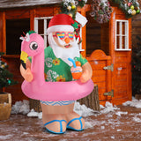 5.9 FT Lighted Christmas Inflatable Decoration, Inflatable Hawaii Santa Claus Outdoor Decoration, Funny Blow Up Yard Decorations with Built-in LED Lights for Holiday Party Front Yard Lawn Garden Decor