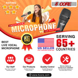 5 CORE Microphone Dynamic Vocal Handheld Mic Cardioid Unidirectional Microfono w On Off Switch + XLR Audio Cable for Singing Karaoke Public Speaking & Parties - PM-222