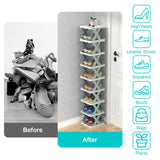 9Tier Narrow Entryway Shoe Rack Plastic Vertical Shoe Organizer Space Saving Free Standing Shoes Storage Shelf Closet Hallway