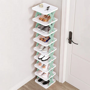 9Tier Narrow Entryway Shoe Rack Plastic Vertical Shoe Organizer Space Saving Free Standing Shoes Storage Shelf Closet Hallway