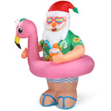 5.9 FT Lighted Christmas Inflatable Decoration, Inflatable Hawaii Santa Claus Outdoor Decoration, Funny Blow Up Yard Decorations with Built-in LED Lights for Holiday Party Front Yard Lawn Garden Decor