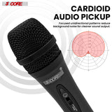 5 CORE Microphone Dynamic Vocal Handheld Mic Cardioid Unidirectional Microfono w On Off Switch + XLR Audio Cable for Singing Karaoke Public Speaking & Parties - PM-286