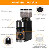 Conical Burr Coffee Grinder Electric Coffee Bean Grinder with 25 Grind Settings 12 Cups Selection for Drip/Percolator/French Press/Espresso/Cold Brew/Pour Over