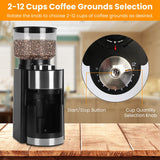 Conical Burr Coffee Grinder Electric Coffee Bean Grinder with 25 Grind Settings 12 Cups Selection for Drip/Percolator/French Press/Espresso/Cold Brew/Pour Over