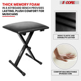 5 CORE Keyboard Bench Pair X Style Piano Stool Thick Padded 12 to 18.5 inch Adjustable Keyboards Chair Black