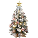 22in Mini Christmas Tree with Light Artificial Small Tabletop Woodland Christmas Decoration with Flocked Snow;  Exquisite Decor & Xmas Ornaments for Table Top for Home & Office