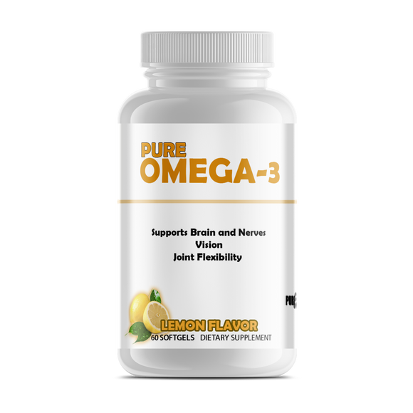 Pure Omega 3 Lemon Flavor Dietary Supplement 60 Soft Gel