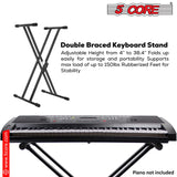 5 CORE Piano Keyboard Stand Double X Style Heavy Duty Adjustable Digital Electric Piano Riser Durable & Sturdy Music Synthesizer Holder Stands For Upto 88 Keys w Secure Locking Strap - KS 2X GEAR