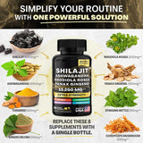 Shilajit Pure Himalayan 9000MG, Ashwagandha 2000MG, Rhodiola Rosea 1000MG, Panax Ginseng 1500MG, Turmeric 500MG, Ginkgo Biloba 500MG, Stinging Nettle 250MG, Cordyceps Mushroom 500MG (60 Caps) | 60 particle