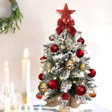 22in Mini Christmas Tree with Light Artificial Small Tabletop Woodland Christmas Decoration with Flocked Snow;  Exquisite Decor & Xmas Ornaments for Table Top for Home & Office