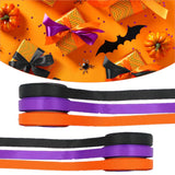 3 Rolls 25 Yards Halloween Gift Wrapping Ribbons, Bow Wrapping Ribbons, Purple, Black And Orange Halloween Party Decoration Ribbons, Suitable For Halloween Party Decoration Gift Wrapping