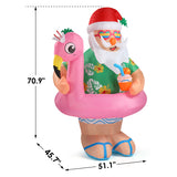 5.9 FT Lighted Christmas Inflatable Decoration, Inflatable Hawaii Santa Claus Outdoor Decoration, Funny Blow Up Yard Decorations with Built-in LED Lights for Holiday Party Front Yard Lawn Garden Decor