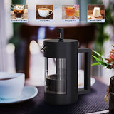 French Press Coffee Maker, Camping French Coffee Press Glass, Heat Resistant Thickened Glass Coffee Press, 100% BPA Free Prensa Francesa, Rust-Free and Dishwasher Safe(12 oz/21oz)