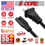 5 Core AC Power Cord 6 Ft • 2 Prong US Male to Female Extension Adapter • 16AWG/2C 125V 13A 1/2/5 Pc - PP 1001