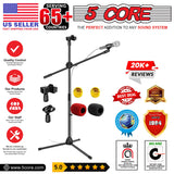 5 Core Tripod Mic Stand Floor Adjustable 31 to 76 Inches Boom Arm Holder Microphone Stands 360 Degree Rotating + Dual Mic - MS DBL