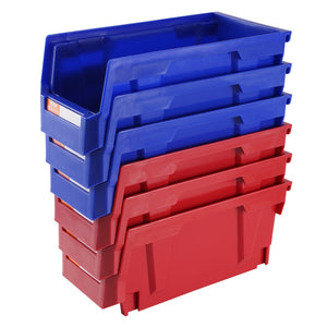 VEVOR Plastic Storage Bin, (11-Inch x 5-Inch x 5-Inch), Hanging Stackable Storage Organizer Bin, Blue/Red, 12-Pack, Heavy Duty Stacking Containers for Closet, Kitchen, Office, or Pantry Organization