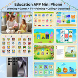 Pocket Phone Kids Birthday Gift 4G Mini Smartphone with Fun Education APP Learning Games Painting Cartoon, Unlocked Small Phone, 3.0 inch/WiFi/, Android Phone