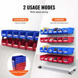 VEVOR Plastic Storage Bin, (11-Inch x 5-Inch x 5-Inch), Hanging Stackable Storage Organizer Bin, Blue/Red, 12-Pack, Heavy Duty Stacking Containers for Closet, Kitchen, Office, or Pantry Organization