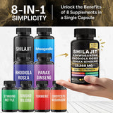 Shilajit Pure Himalayan 9000MG, Ashwagandha 2000MG, Rhodiola Rosea 1000MG, Panax Ginseng 1500MG, Turmeric 500MG, Ginkgo Biloba 500MG, Stinging Nettle 250MG, Cordyceps Mushroom 500MG (60 Caps) | 60 particle