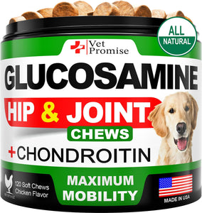 Glucosamine for Dogs Hip and Joint Supplement for Dogs Chondroitin for Dogs Dog Joint Pain Relief Treats with MSM Hemp 120 Mobility Chews