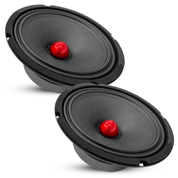 5 CORE 8 Inch Mid Range Bullet Pro Audio Car Speaker Red Aluminium Bullet Loudspeaker 500W Max 4 Ohms - Premium Quality Audio Door Speakers for Car or Truck Stereo Sound System MR 8 BLT 4oHM