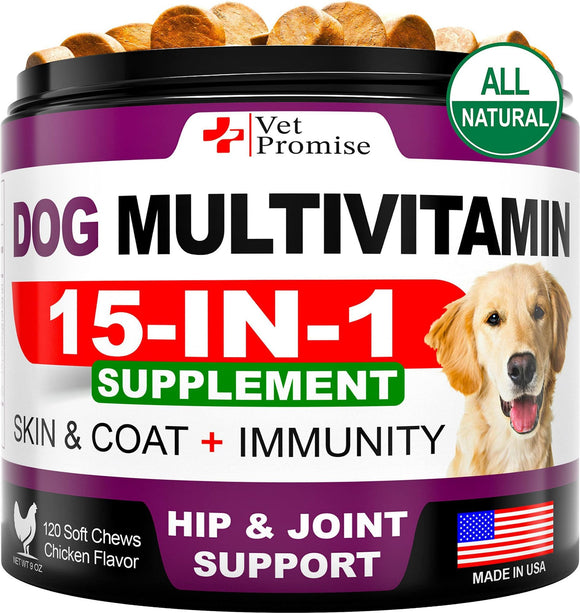 Dog Multivitamin Chewable with Glucosamine Dog Vitamins and Supplements   Senior & Puppy Multivitamin for Dogs   Pet Joint Support Health   Immunity   Mobility   Energy   Gut   Skin   120 Chews