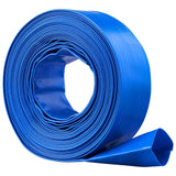 VEVOR Backwash Hose, 2 in x 50 ft, Heavy-Duty PVC Flat Pool Discharge Hose with Clamps, Weather and Burst Resistant, Compatible with Pumps, Sand Filters, for Swimming Pools Waste Water Draining, Blue