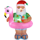 5.9 FT Lighted Christmas Inflatable Decoration, Inflatable Hawaii Santa Claus Outdoor Decoration, Funny Blow Up Yard Decorations with Built-in LED Lights for Holiday Party Front Yard Lawn Garden Decor