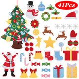 DIY Felt Christmas Tree 41Pcs Detachable Ornaments for Kids Toddler Wall Hanging Christmas Decoration Xmas Gift