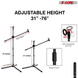 5 Core Tripod Mic Stand Floor Adjustable 31 to 76 Inches Boom Arm Holder Microphone Stands 360 Degree Rotating + Dual Mic - MS DBL