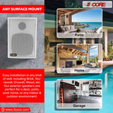 5 CORE Outdoor Speakers Stereo in Wall Speaker 2Pcs 100W Peak Passive Mount Wired Waterproof Patio House Garage Indoor Exterior Audio System Bocinas para Casa 13T WH