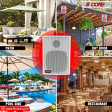 5 CORE Outdoor Speakers Stereo in Wall Speaker 2Pcs 100W Peak Passive Mount Wired Waterproof Patio House Garage Indoor Exterior Audio System Bocinas para Casa 13T WH