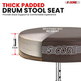 5 CORE Drum Throne Padded Guitar Stool Height Adjustable Music Chair Seat Universal for Adults & Kids with Anti Slip Rubber Feet DS CH BR