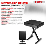 5 CORE Keyboard Bench X Style Piano Stool Thick Padded Max 20.5 inch Height Adjustable Keyboards Chair Black KBBBLKHD