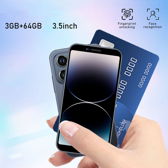 New Arrival 3+64GB i16 Mini Smartphone, 3.5HD Screen, 2600mAh Battery, Dual SIM, Facial Recognition, Pocket Phone, Gift For Kids phone(Blue)